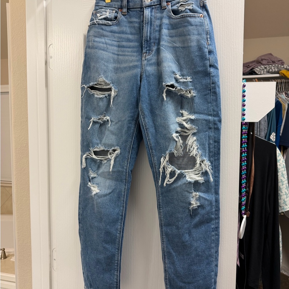 American Eagle Outfitters Ripped Blue Boyfriend Jeans